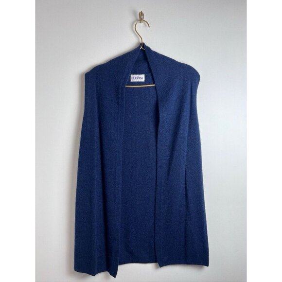 Brora Sweater Womens Cashmere Cardigan Vest Cozy Blue 4-6 - Picture 5 of 13